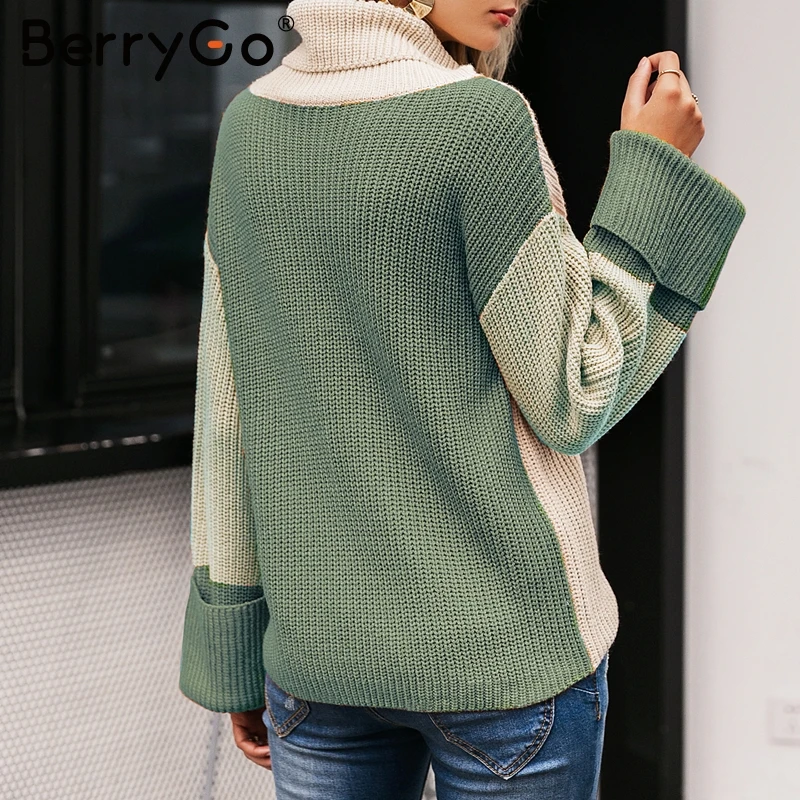 Женская водолазка с длинным рукавом в стиле пэчворк | одежда