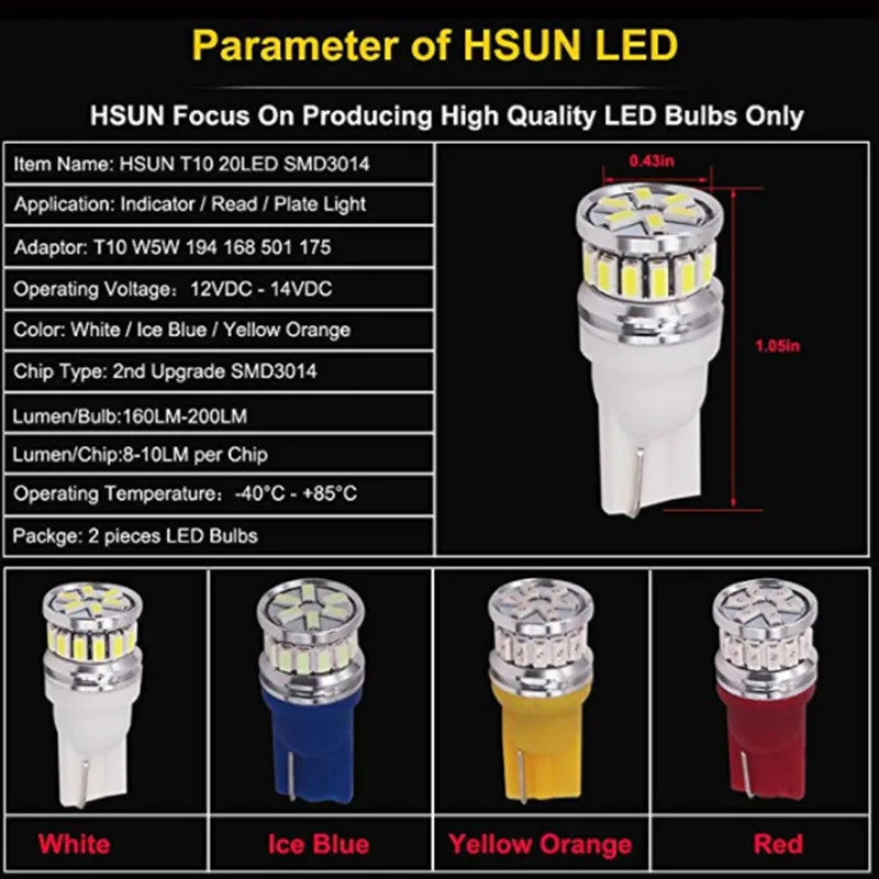 1 шт. w5w led T10 Светодиодные лампы Canbus 18SMD 3014 для автомобильных парковочных позиций