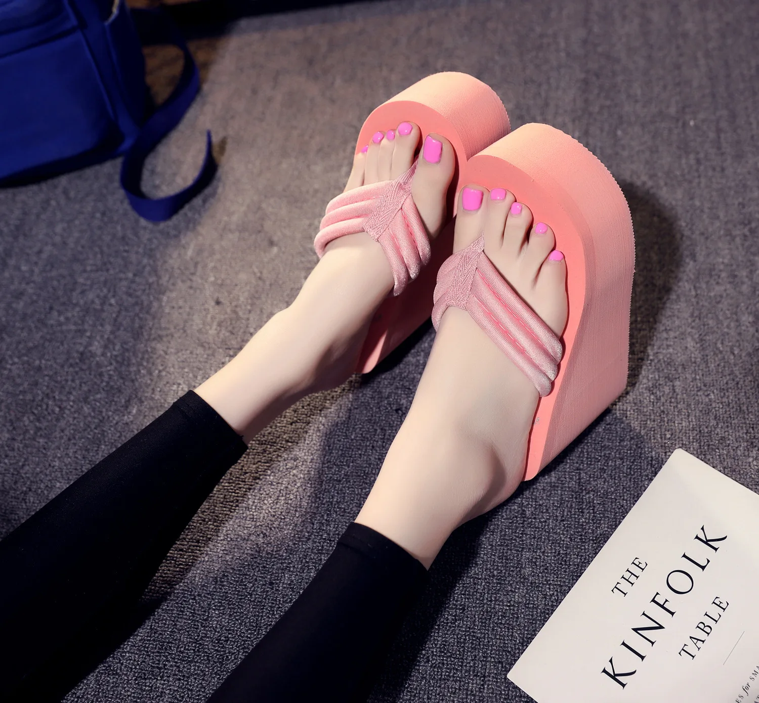 Женские туфли на очень высоком каблуке фланец Нескользящие тапочки флип флоп