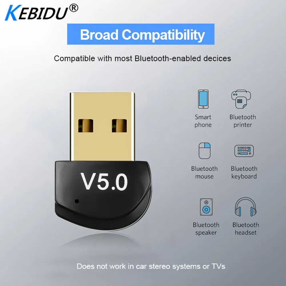 Kebidu Mini BT 5,0 адаптер USB ключ беспроводной USB Bluetooth передатчик 5,0 музыкальный приемник Bluetooth адаптер для компьютера ПК