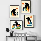 Абстрактный постер в скандинавском стиле, Художественная печать, животные и дети-друзья, Картина на холсте, Настенная картина, домашний декор для детской комнаты