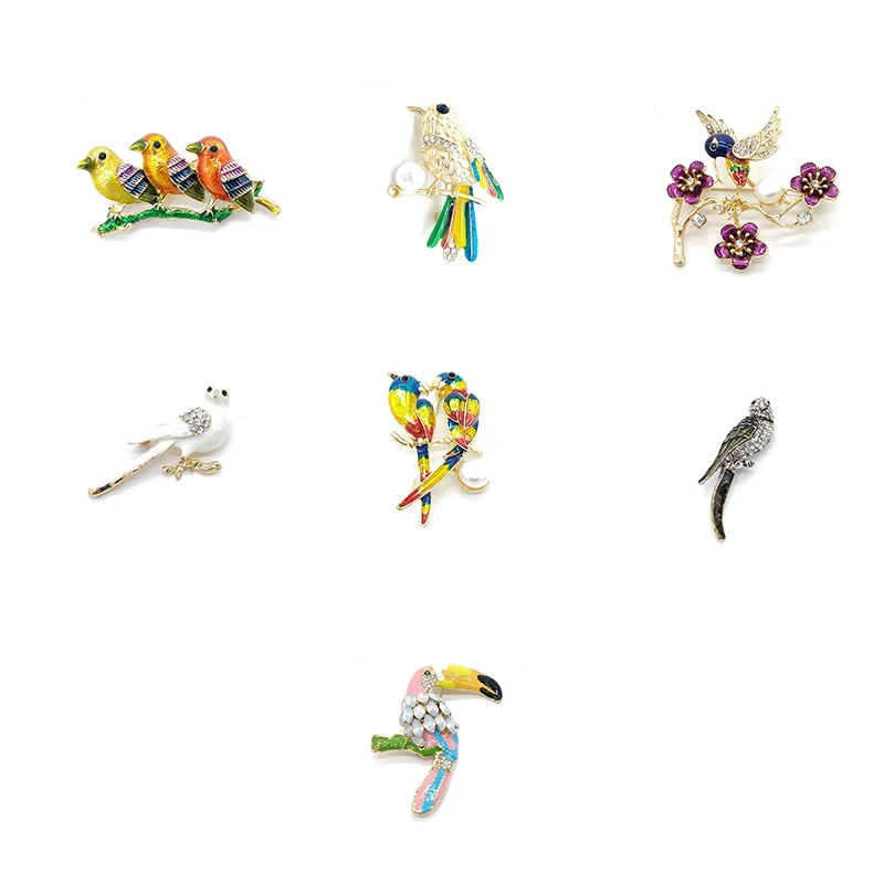 PD брошь ручной работы микро инкрустированные цирконом в виде птиц Брошь унисекс