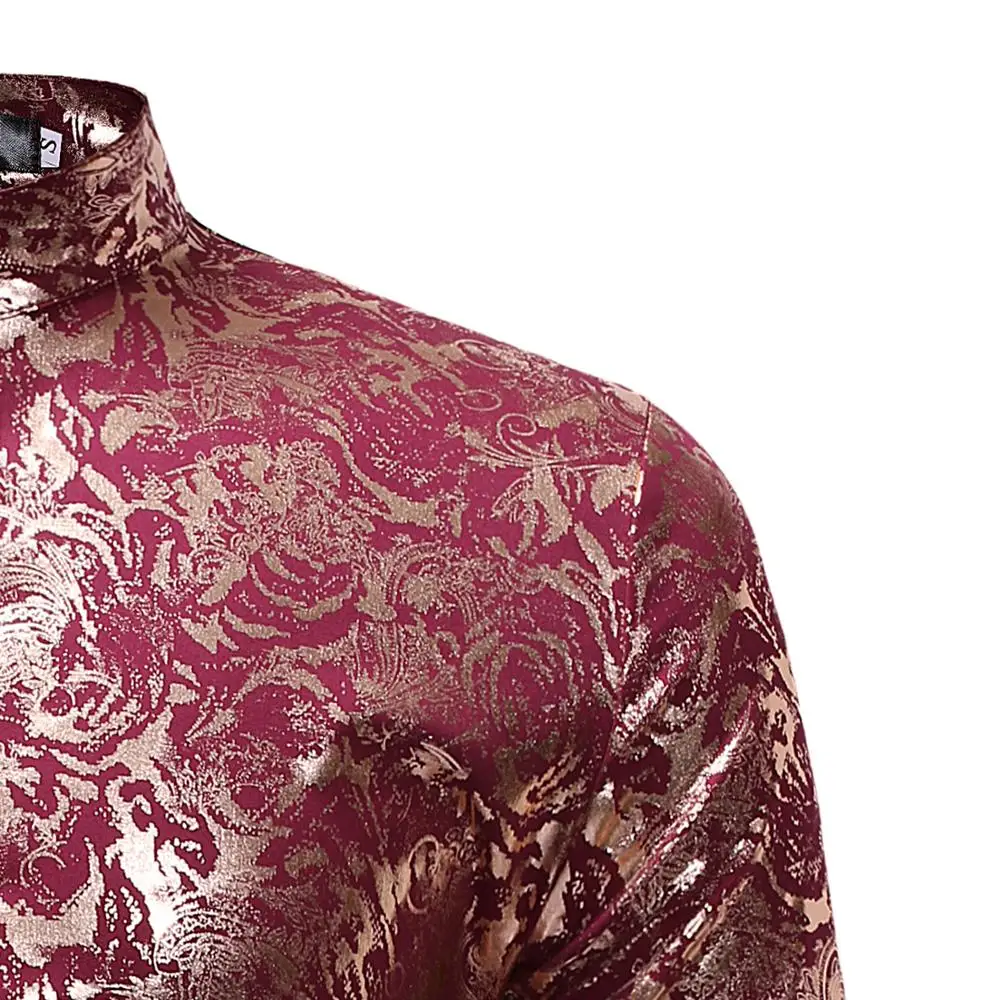 Мужская хипстерская рубашка с воротником-стойкой Золотая бронзовая