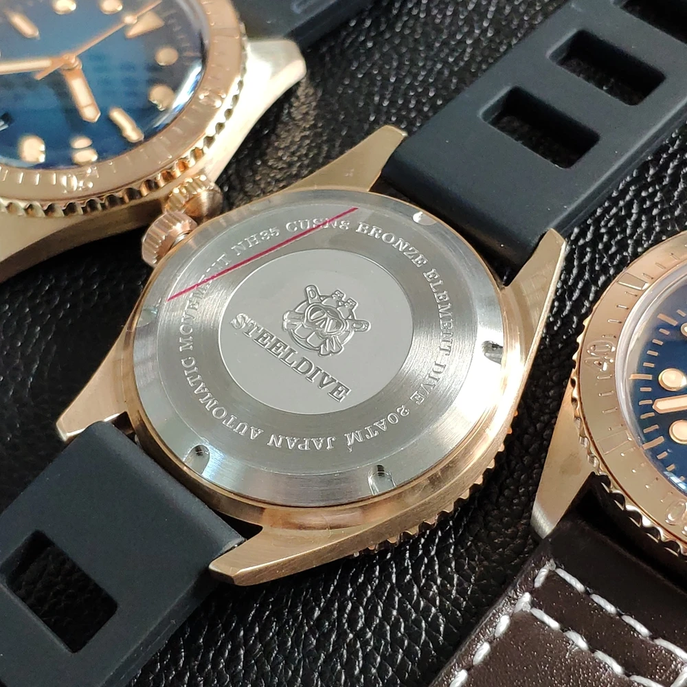 Стальные бронзовые часы для дайвинга 200 м Мужские механические с сапфировым