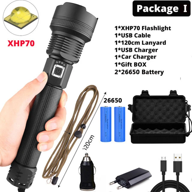 I Самый мощный XHP90 светодиодный фонарик XLamp Zoom Torch XHP70.2 USB Перезаряжаемый тактический фонарь 18650 или 26650 ходовой охотничий фонарь - Испускаемый цвет: I