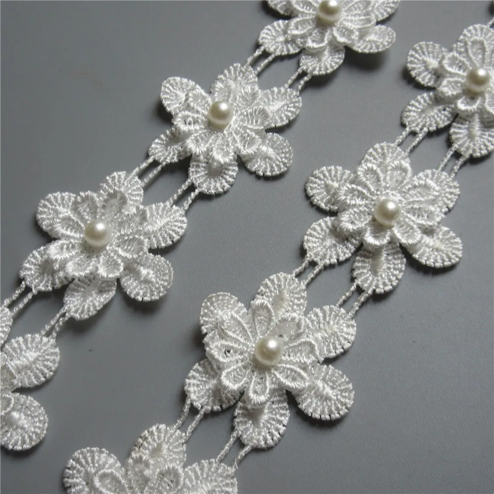 10X растворимая белая жемчужина ромашки цветы вышитые кружевные отделочные ленты