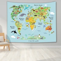 world map tapestry high definition map fabric wall hanging decor map letter polyester wall hang