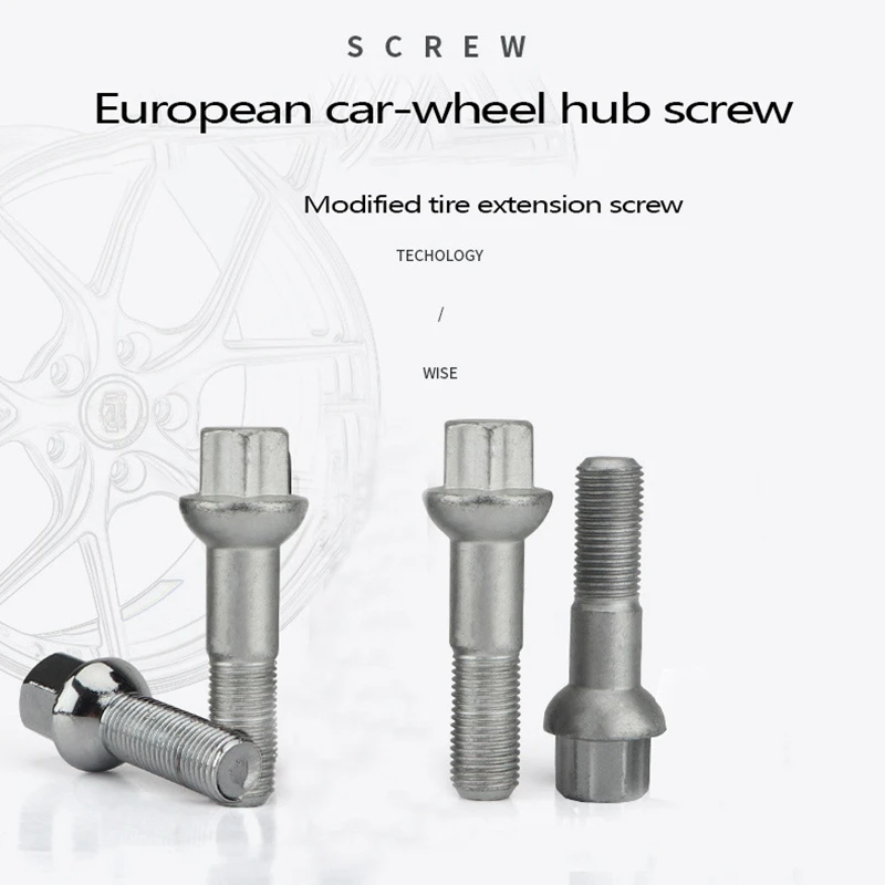 

5Pcs Car Alloy 14X1.5 Wheel Lug Nut Bolts Screw For-Golf 5/6/7 CC Benz For- Thread Length 28mm