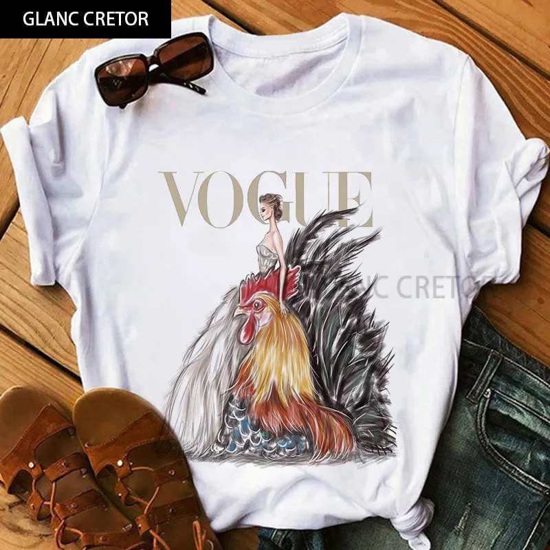 

Fashion Casual T Shirt Women Clothing T-shirts Summer Harajuku aesthetic Female Tshirt Vogue Print Short Sleeve Tops Tee