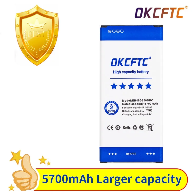 

OKCFTC EB-BG850BBC 5700mAh Battery for Samsung Galaxy Alpha G850F G8508S G8509V G850 G8508 G850T G850V G850M G850A G850W/S/K/L