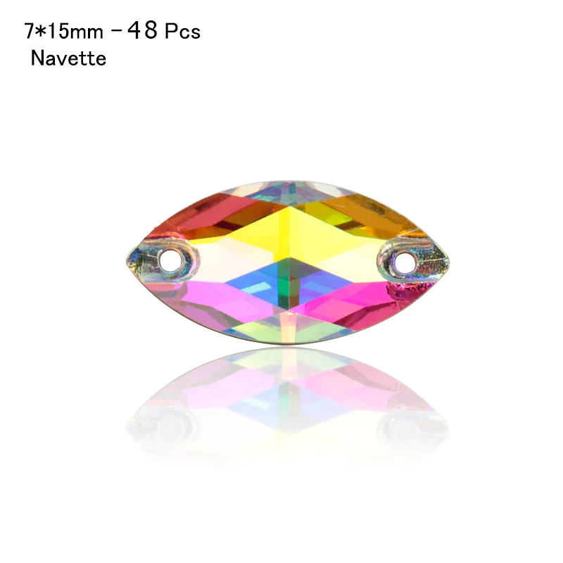 Navette-7x15mm-48pcs Лидер продаж 8 видов AAAAA бутик кристалл AB пришить стразы бусины, швейные бусины для изготовления ювелирных изделий - Цвет: Navette-7x15mm-48pcs