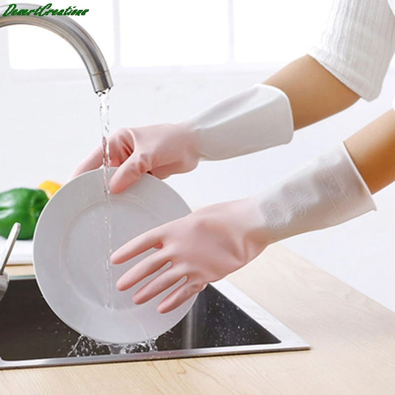 

Reusable Waterproof Household Dishwashing Cleaning Rubber Gloves Non-Slip Kitchen Dish Washing Magic Glove for Laundry Gardening