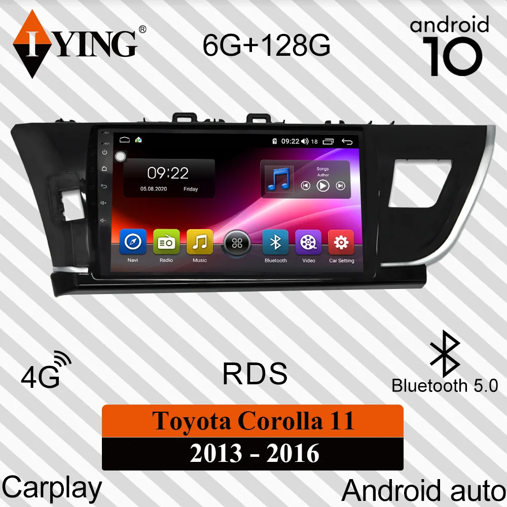 Автомагнитола IYING для Toyota Corolla мультимедийный видеоплеер с GPS Навигатором Android 10 11