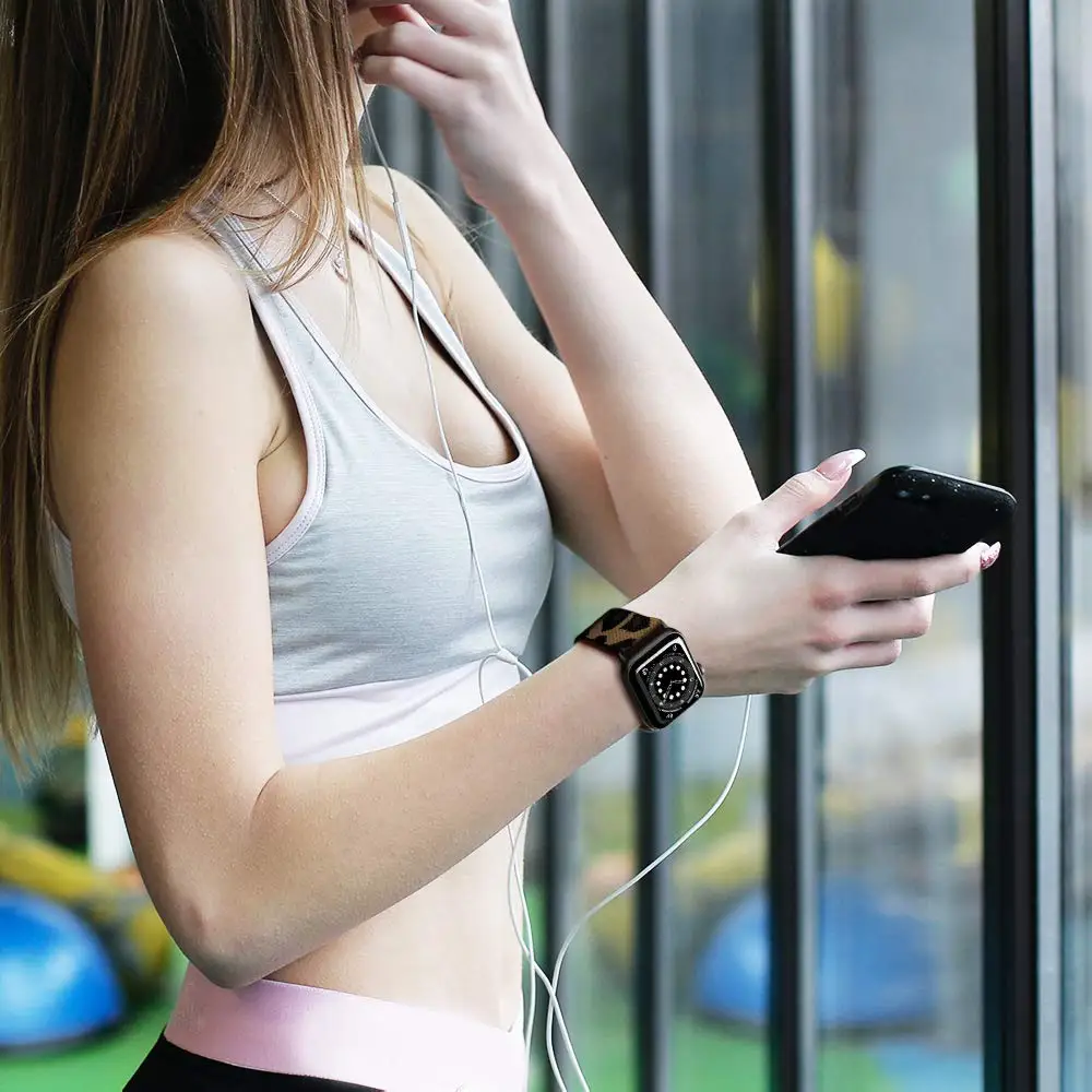 Ремешок резиновый для Apple watch band 40 мм 38 44 42 богемный эластичный браслет соло iWatch
