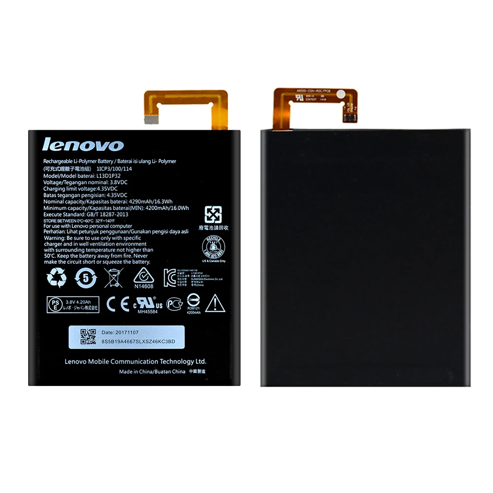 Оригинальный аккумулятор для планшета L13D1P32 Lenovo Lepad A8-50 Tab 3 8 дюймов A5500 S8-50 4200/4290 мАч