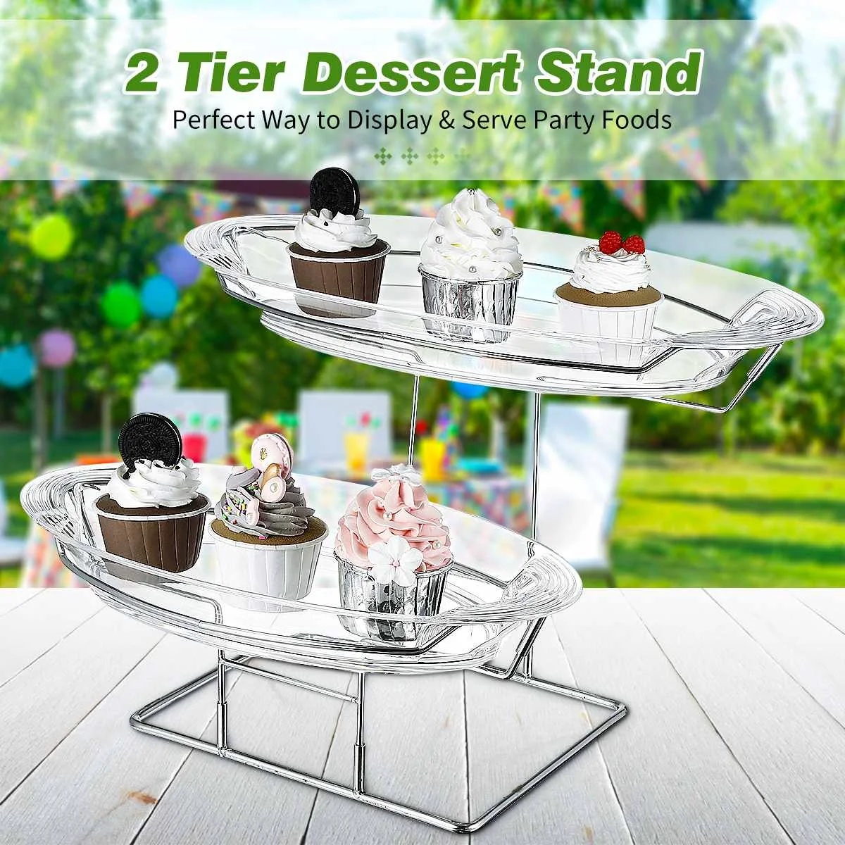 

Подставка для торта, 2 лотка, подставка для пирожного, десерта, контейнер, крышка для торта, инструменты для дня рождения, вечерние, свадебные...