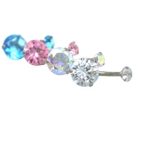 30pcs 10mm zircon belly bar ring double cz stone crystal navel piercing jewelry button ring body jewelry 14g