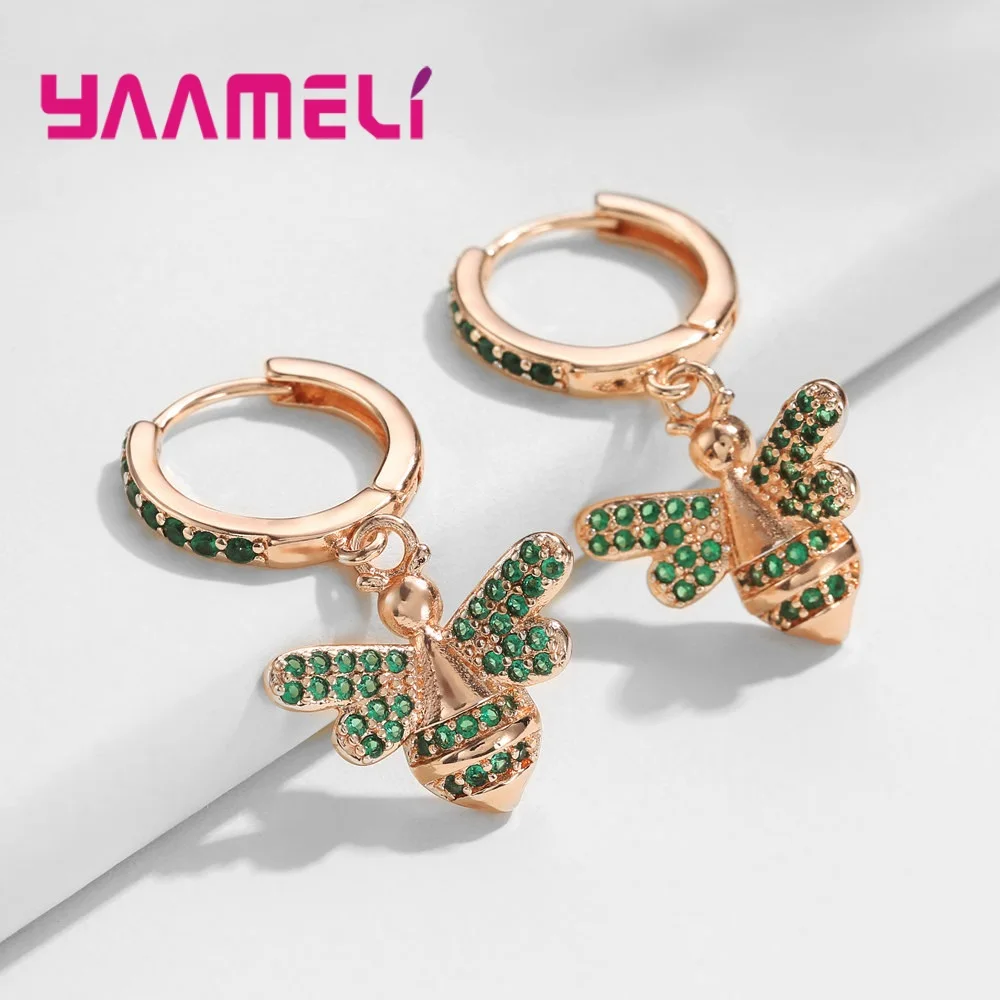 Серьги для женщин отличные длинные висячие серьги с фианитом розовое золото