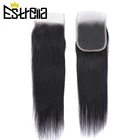 4  4 прямые дешевые кружевные застежки, свободная часть, бирманские человеческие волосы Remy, швейцарские кружевные застежки, предварительно выщипанные Детские волосы Estrella