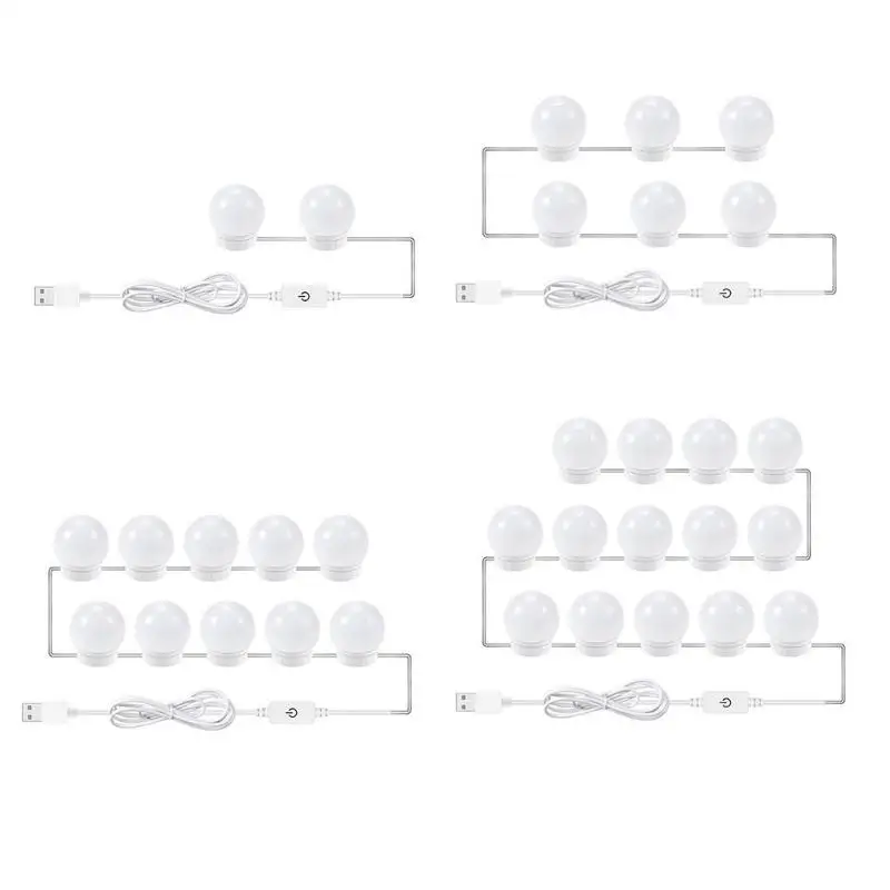 

2/6/10/14pcs LED Hollywood Vanity Lights Beautiful Fill Light Unpolarized Toner USB Dimmable Makeup Mirror Light Bulb Kit