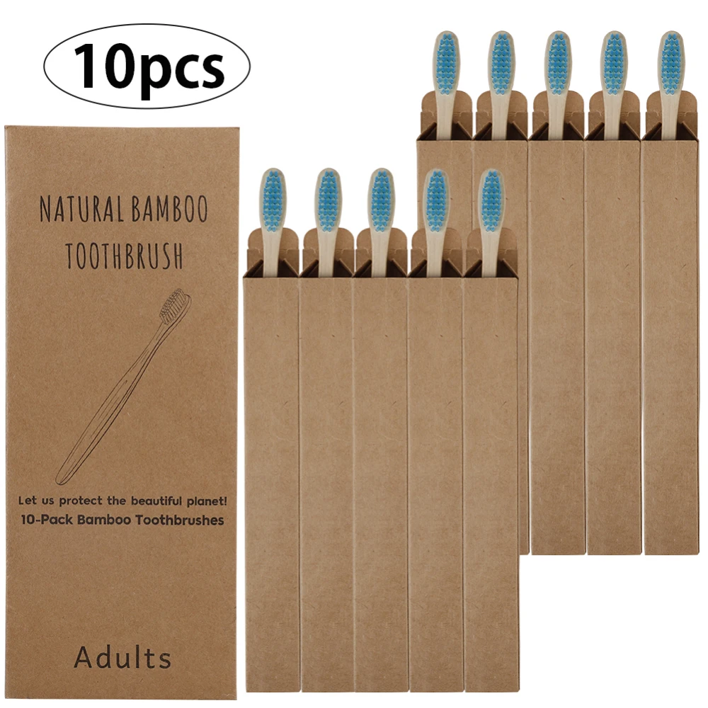 Wholesale Toothbrush Eco-Friendly Rainbow Bamboo Soft Fibre Toothbrush Biodegradable Natural Bamboo Handle Toothbrush oral care - Цвет: Blue