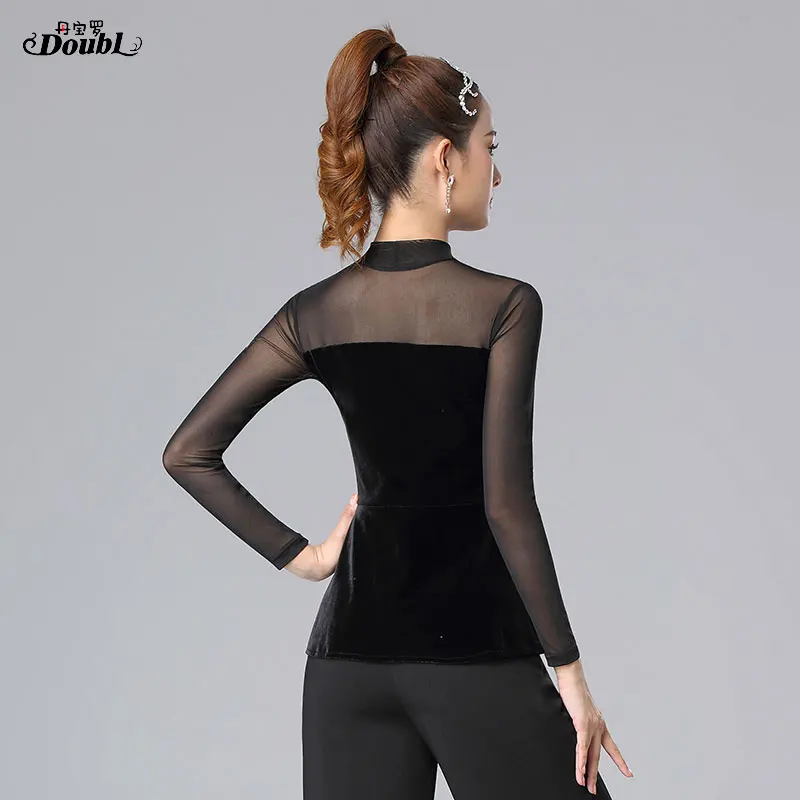 Современное женское платье для танцев DOUBL вельветовый Топ взрослых модное