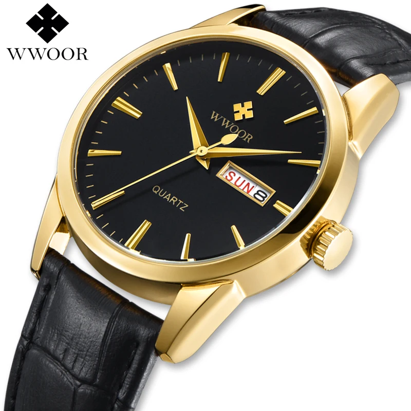 Часы WWOOR Мужские кварцевые брендовые Роскошные водонепроницаемые повседневные