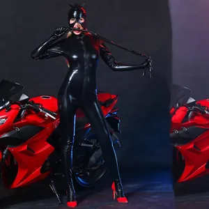 Комбинезон женский из искусственной кожи, пикантный эластичный комбинезон из ПВХ на молнии с открытой промежностью, ночная Клубная одежда, чулки, эротические костюмы