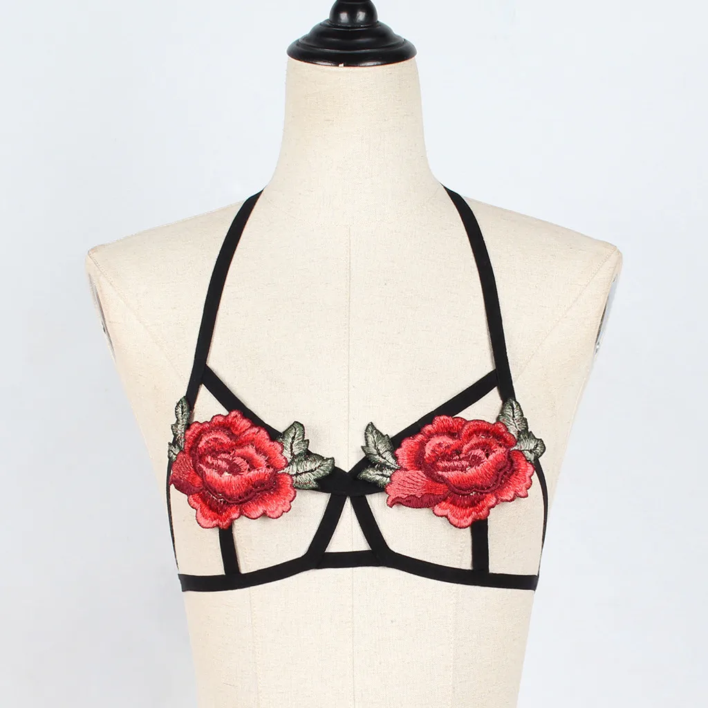 

Women Sexy Lace Rose Paillette Bandage Lingerie Corset Push Up Bra Underwear Bandage Lingerie Set With Garter Bralette Lingerie