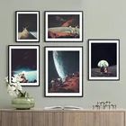 Винтажный постер советского пространства, ночное небо, Вселенная, земля, галактика, настенное искусство, холст, Современная научная фантастика, картины, домашний декор