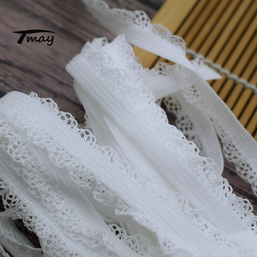 #1597 эластичные ленты с классическим рисунком белая Резиновая лента оборками