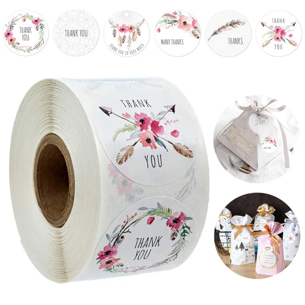 

Thank You Stickers 6 Different Design Flowers Packaging Seal labels Stationery Stickers Wedding Party Home Decoration Gifts