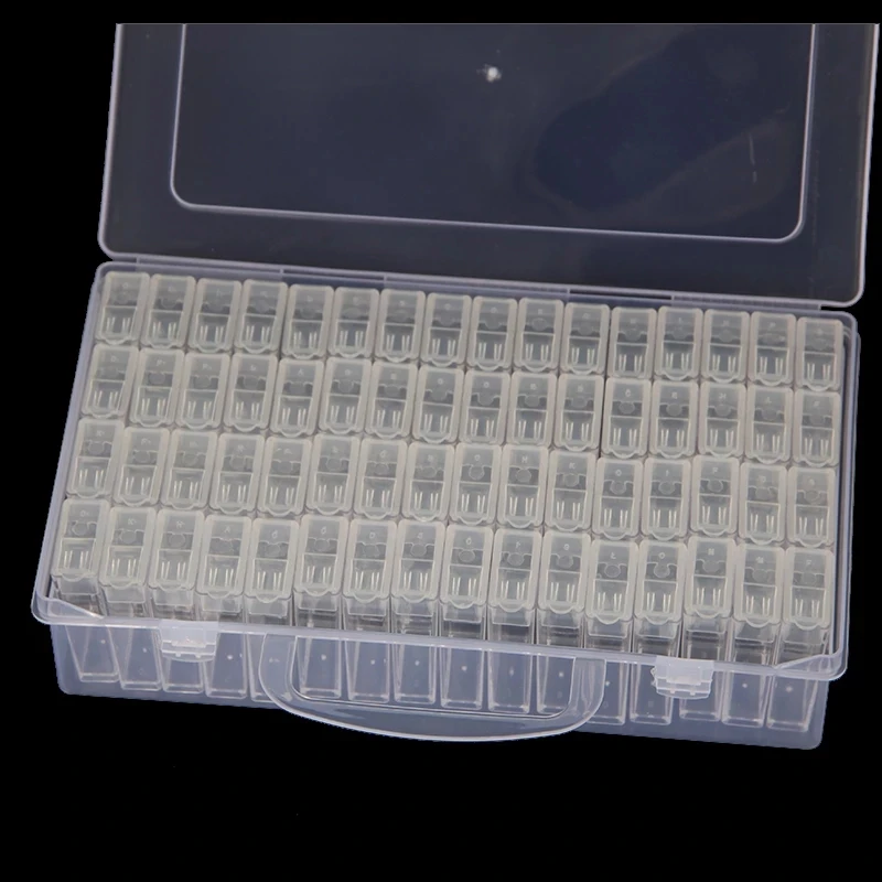 Caja de almacenamiento de pl&aacute;stico PP para el hogar, organizador de accesorios de pintura de diamante desmontable, 64 cajas-2