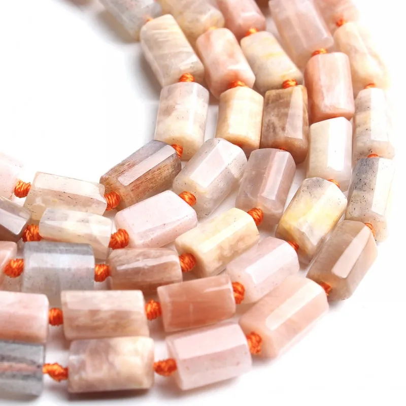 7*10 мм бусины из натурального граненого солнечного камня в форме колонны