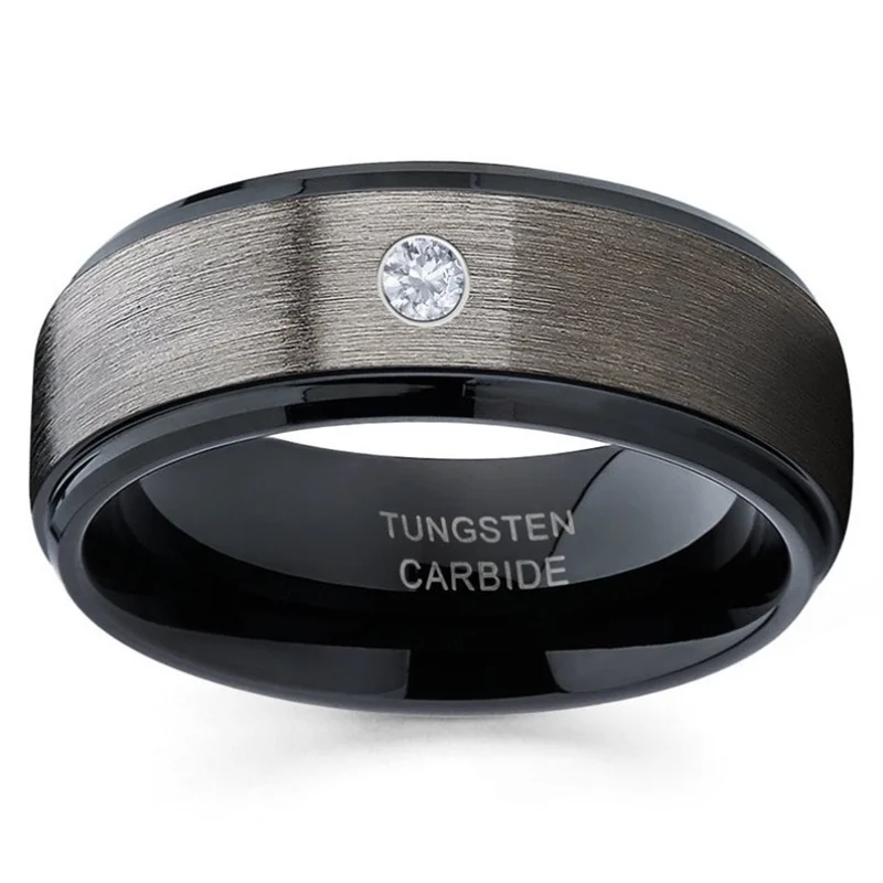 

8mm Simple Men Rings Tungsten Carbide Ring Wedding Engagement Bands Finger Ring Anniversary Birthday Gift Jewelry