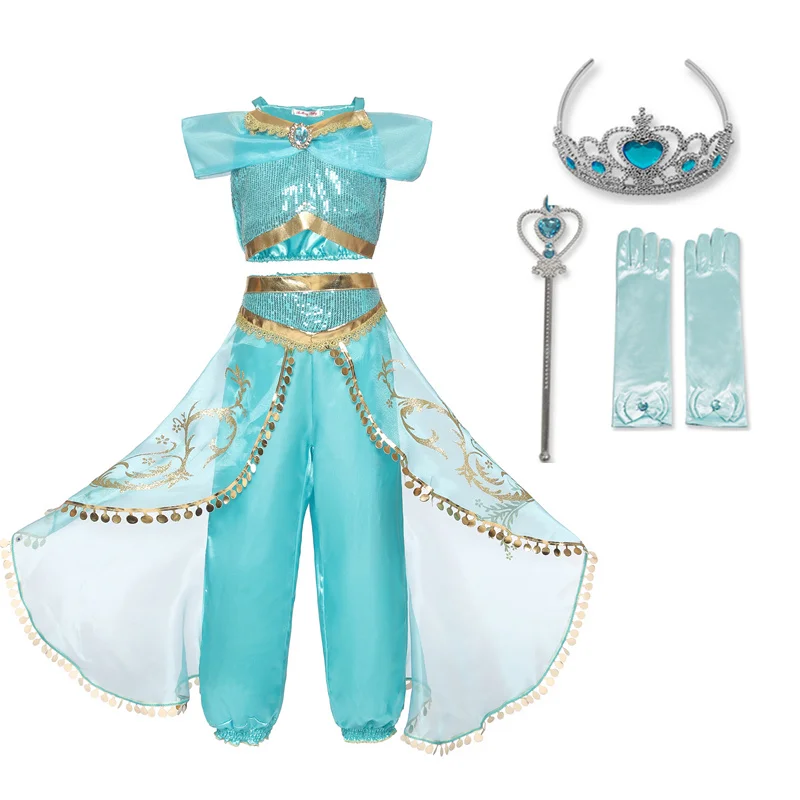 Girl Dress Arabian Costume Children Sleeveless Sequin Princess Cosplay Clothes Kid Party Fantasia Infantil Vestido | Детская одежда и