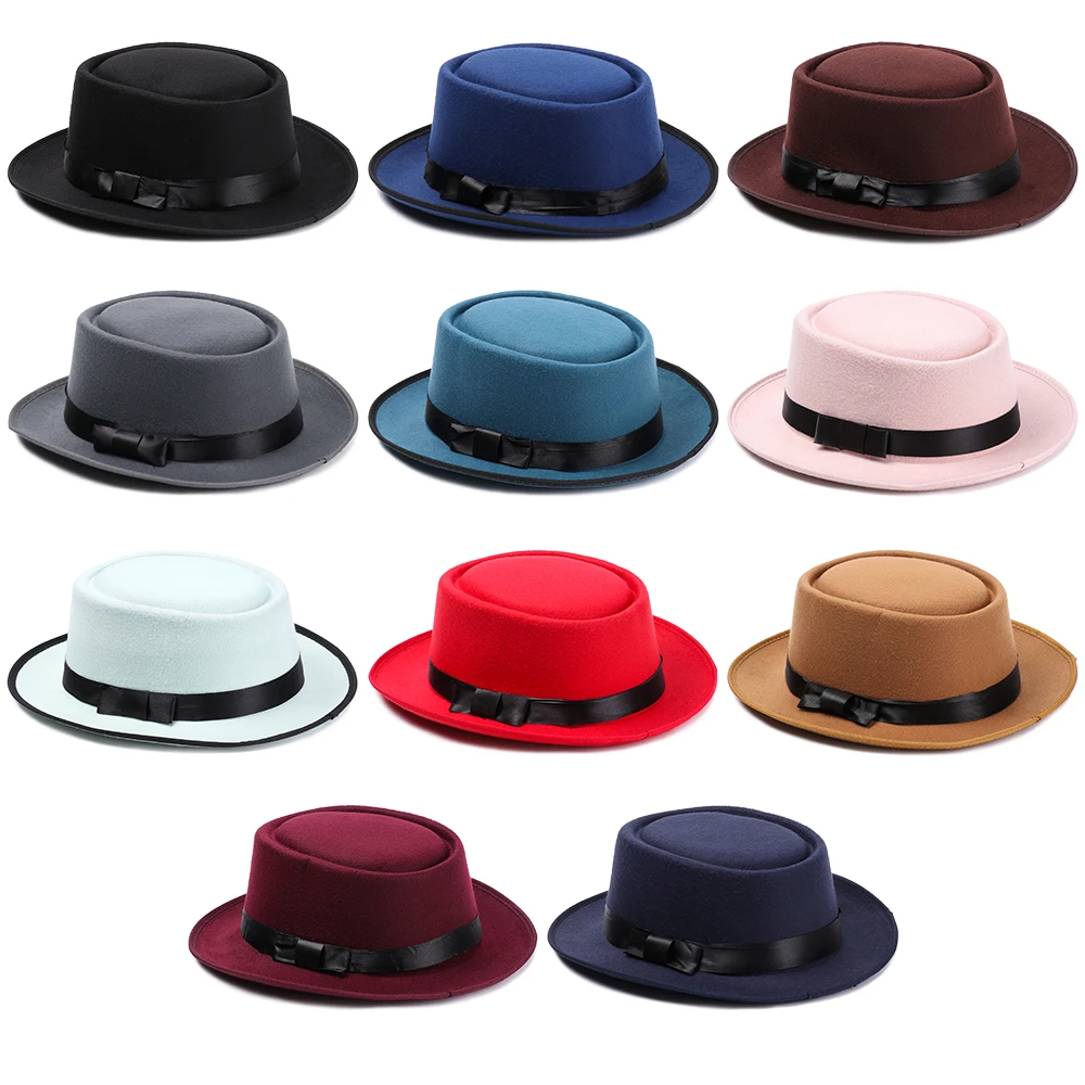 Шерстяная Панама с плоским верхом женская мужская зимняя осенняя ковбойская