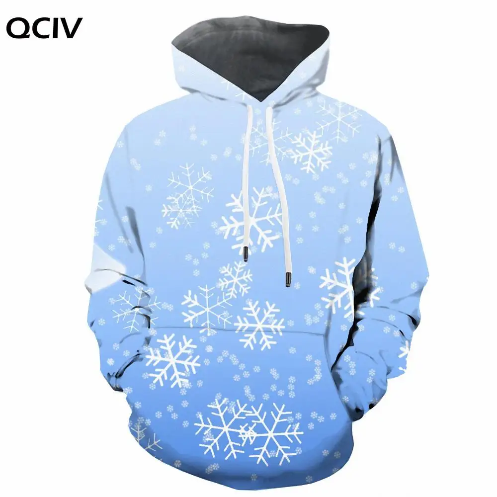 

QCIV Brank Christmas Hoodie Men Snowflake Hooded Casual Painting 3d Printed Novel Sweatshirt Printed Unisex Hip Hop Pullover New