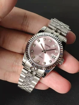 Pink 31mm Women Watches Top Brand Luxury Sapphire Glass Stainless Steel Waterproof Calendar Bracelet Watch Ladies Free Shipping