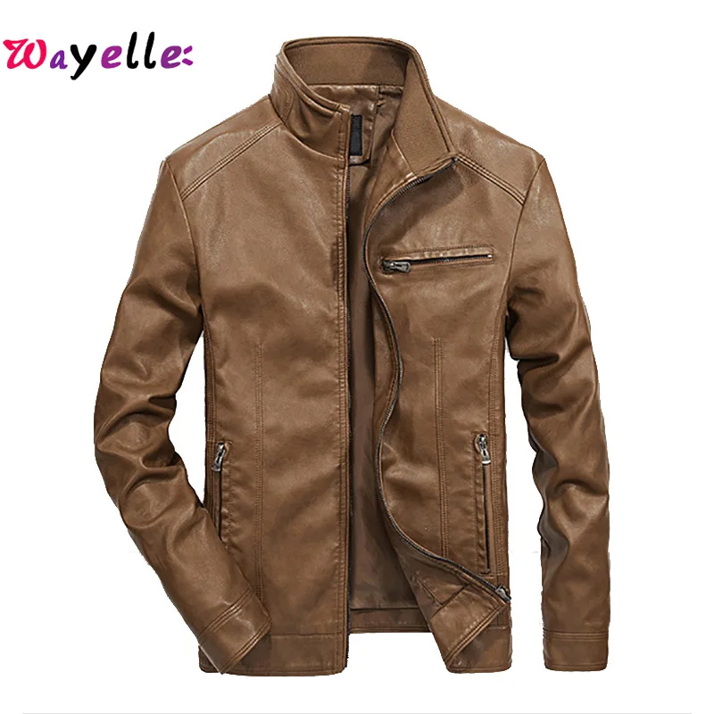 Мужская куртка из искусственной кожи зима-осень 2019 новая приталенная