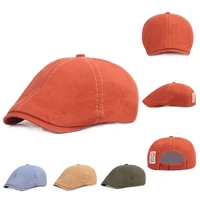 art youth orange cloth label beret hat adjustable mens and womens summer cotton sunscreen forwar hat hip hop peaked cap street
