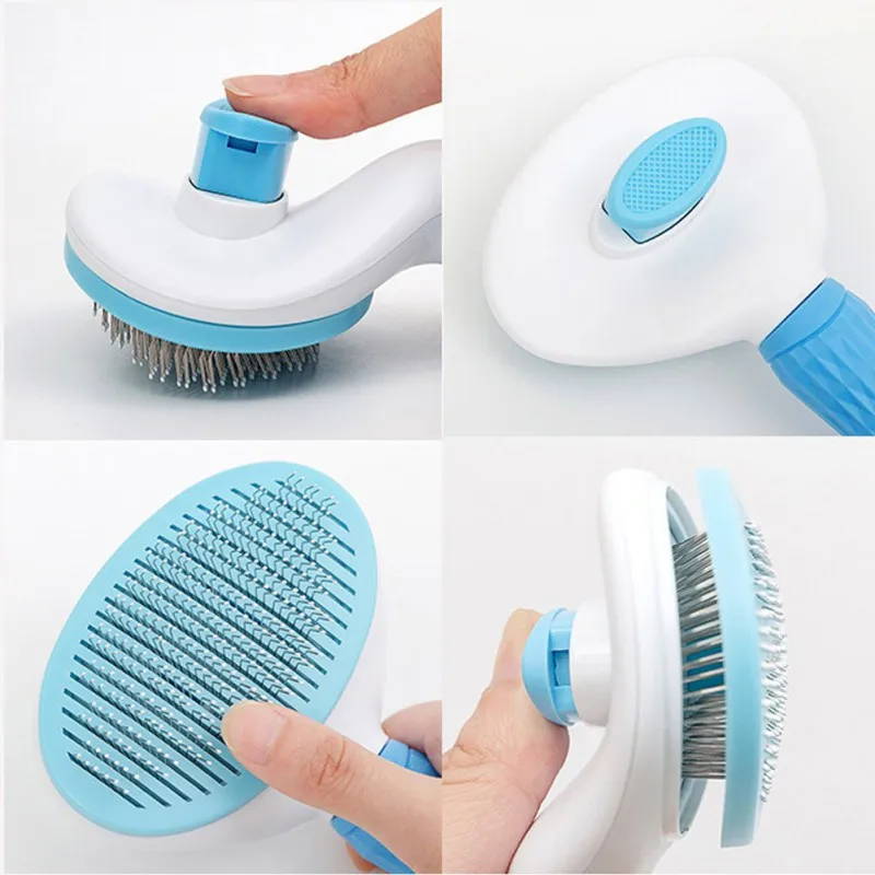 

Dog Hair Removal Comb Grooming Brush Stainless Steel Cats Combs Automatic Non-slip Brushs for Dogs Cats Cleaning Supplies