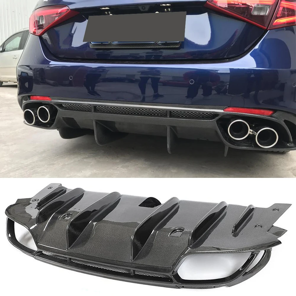 Автомобильный диффузор для заднего бампера с наконечниками Alfa Romeo Giulia Sedan 4D 2017-2020