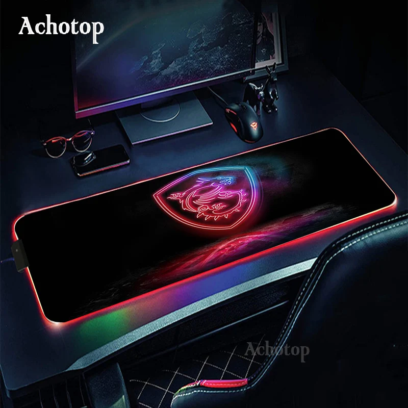 

MSI DIY Custom Gaming Mouse Pad Large Anime Mousepad RGB Computer Mouse Pad Gamer Mouse Mat LED Backlit Mat XL Keyboard Desk Mat