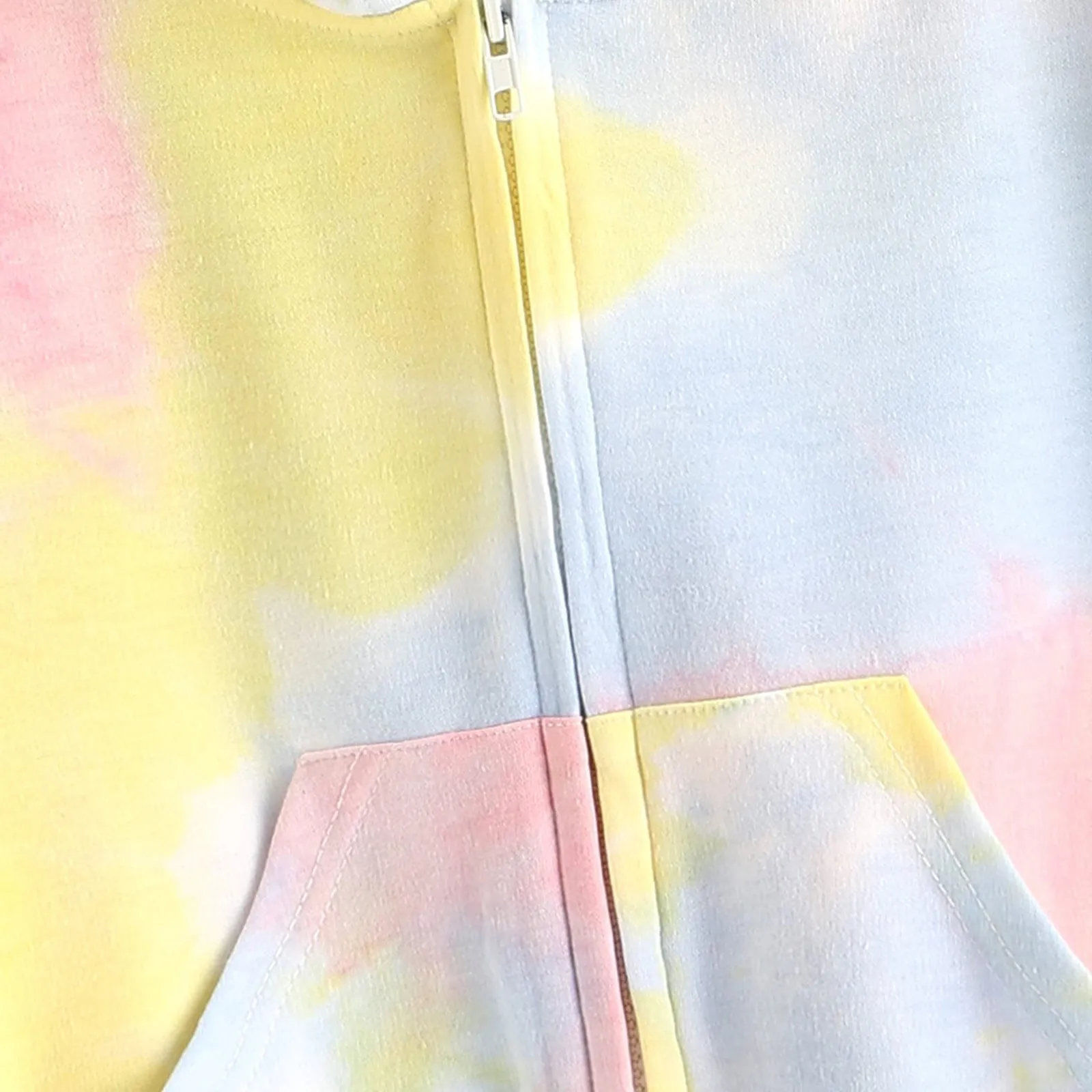 57# Drawstring Tie Dye Print Hoodie Women Short Style Long Sleeve Zipper Hooded Sweatshirt Pocket Spring Autumn Female Tops