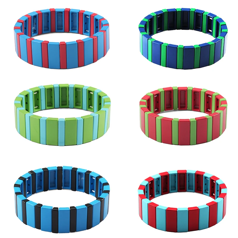 Браслеты в полоску плитка бусины штабелируемые металлические украшения