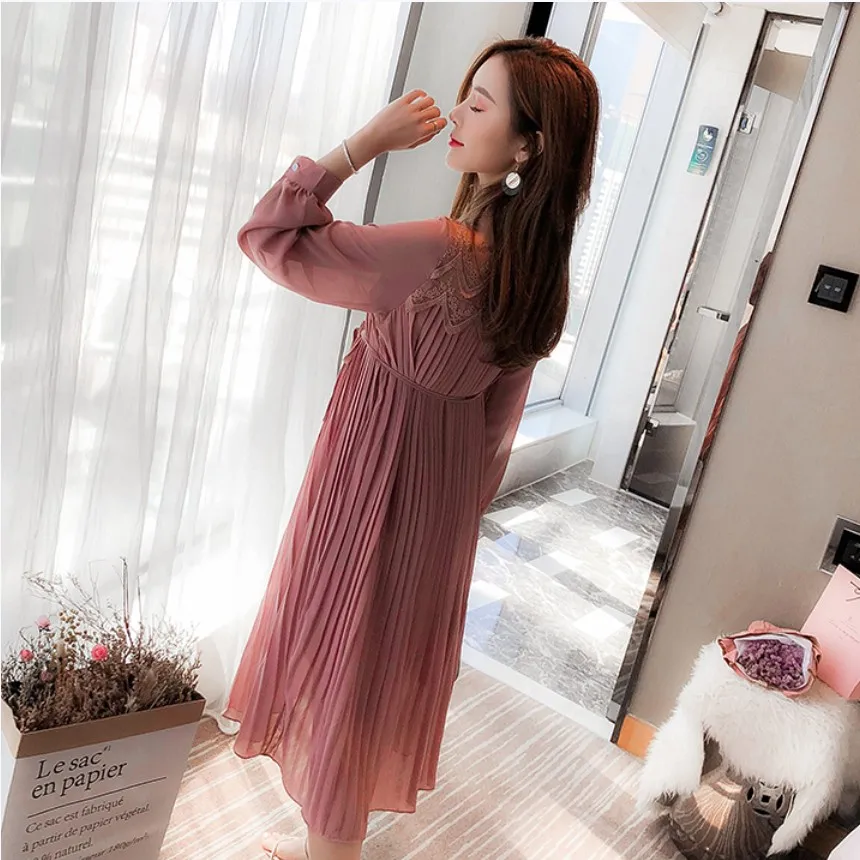 Высококачественные модные платья для беременных весна осень длинные платье