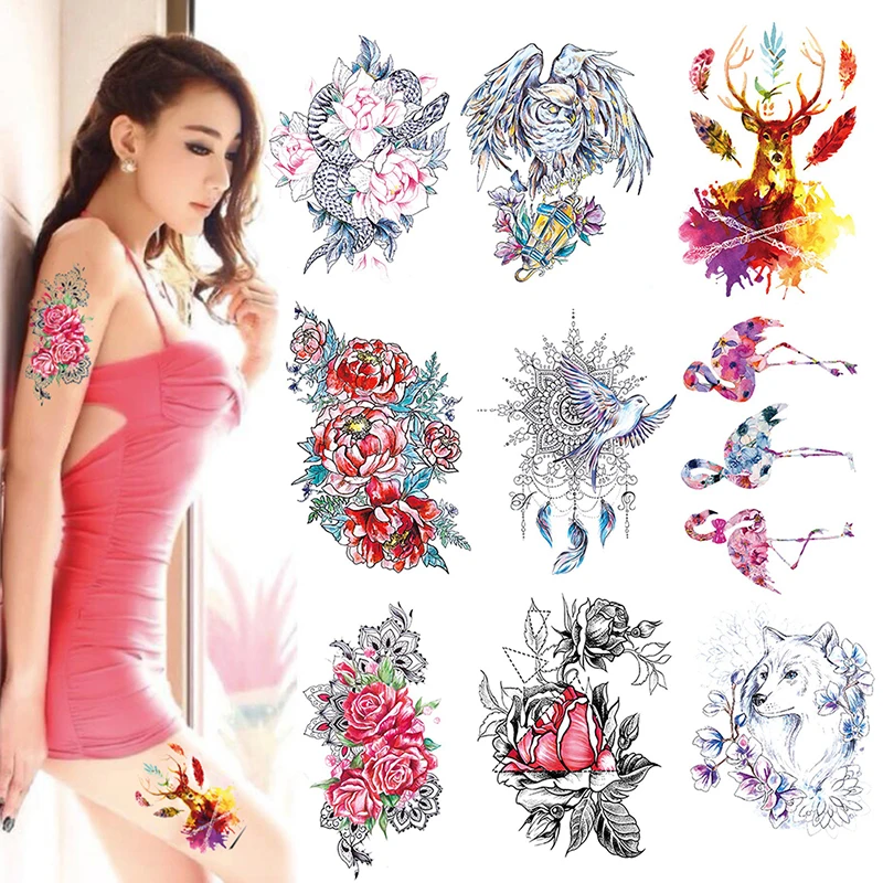 1 шт. Ловец снов луна цветок лотоса временная тату-наклейка пион лиса