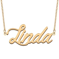linda name necklace for women stainless steel jewelry 18k gold plated nameplate pendant femme mother girlfriend gift