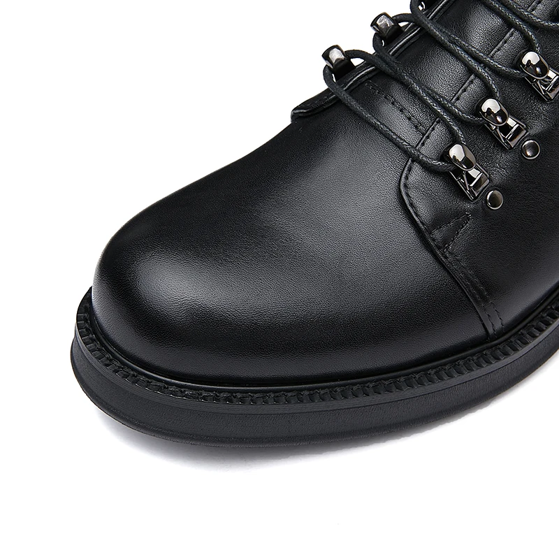 Martin boots men's Trendy Korean version of work lace-up British style thick-soled with round toes cowhide boo | Обувь